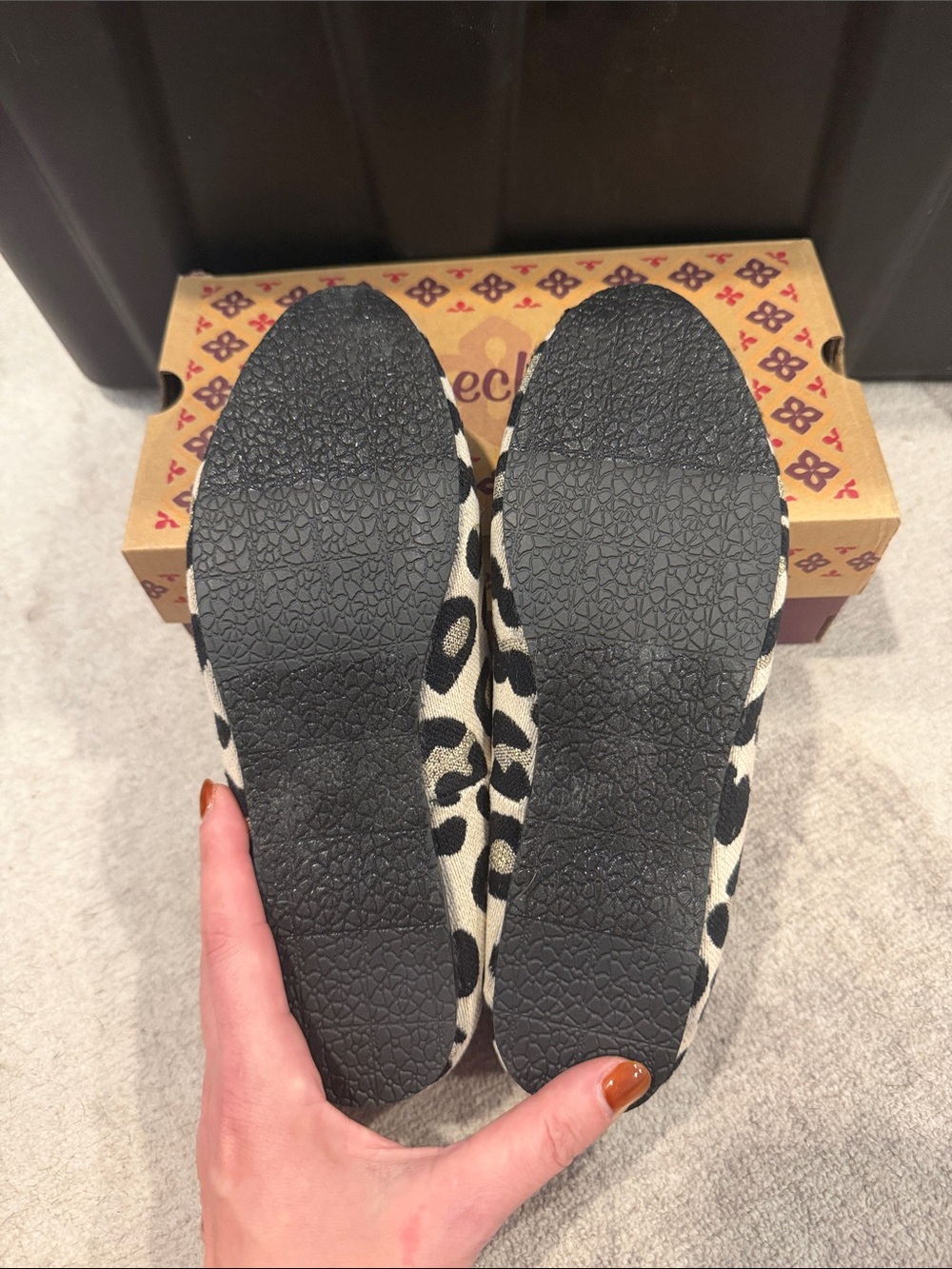 Skechers Women's Black and Cream Leopard-Print Faux-Fur Slip-Ons - Picture 3 of 4